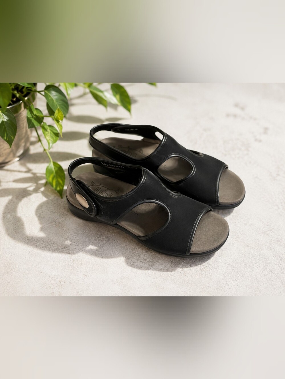 New SAS Harmony Women’s Sandals Size 6 Black Comfort Slingback Adjustable Strap